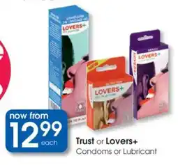 Clicks Trust or Lovers+ Condoms or Lubricant offer