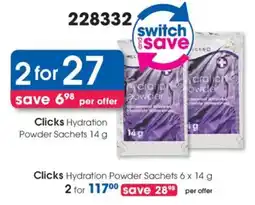 Clicks Clicks Hydration Powder Sachets offer