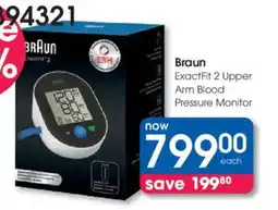 Clicks Braun ExactFit 2 Upper Arm Blood Pressure Monitor offer
