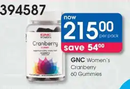 Clicks GNC Women's Cranberry Gummy offer