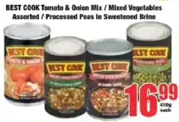 Boxer BEST COOK Tomato & Onion Mix / Mixed Vegetables Assorted / Processed Peas In Sweetened Brine offer