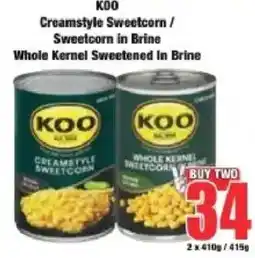 Boxer KOO Creamstyle Sweetcorn / Sweetcorn in Brine Whole Kernel Sweetened In Brine offer