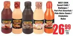 Boxer BEST COOK Sweet Chilli / Barbeque / Peri-Peri Assorted Pele-Naise Sauce / Chakalaka Naise offer