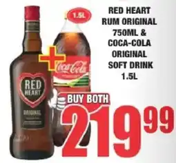 Boxer Liquors RED HEART RUM ORIGINAL & COCA-COLA ORIGINAL offer
