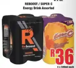Boxer Reboost / Super C Energy Drink Assorted offer