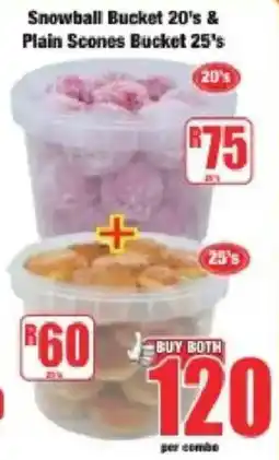 Boxer Snowball Bucket 20's & Plain Scones Bucket 25's offer