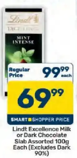 Pick n Pay Lindt Excellence Milk or Dark Chocolate Slab Assorted offer