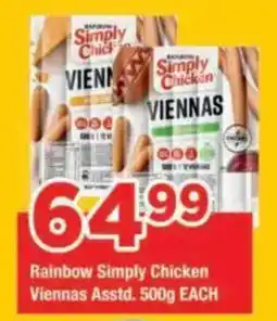OK Grocer Rainbow Simply Chicken Viennas Assorted offer