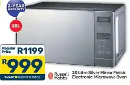 Pick n Pay Russell Hobbs 20 Litre Silver Mirror Finish Electronic Microwave Oven offer