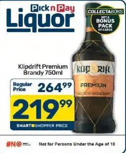 Pick n Pay Klipdrift Premium Brandy offer