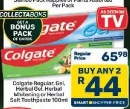 Pick n Pay Colgate Regular, Gel, Herbal Gel, Herbal Whitening or Herbal Salt Toothpaste offer