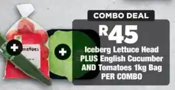 OK Foods Iceberg Lettuce Head PLUS English Cucumber AND Tomatoes 1kg Bag offer
