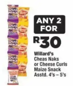 OK Foods Willard's Cheas Naks or Cheese Curls Maize Snack Assorted offer