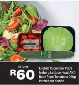 OK urban English Cucumber PLUS Iceberg Lettuce Head AND Baby Plum Tomatoes offer