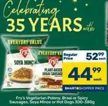 Pick n Pay Fry's - vegetarian polony, braai or spicy sausages, soya mince or hot dogs offer