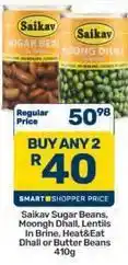 Pick n Pay Sugar beans, moongh dhall, lentils in brine, heat&eat dhall or butter beans offer