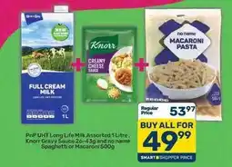 Pick n Pay Knorr - full cream milk, gravy sauce and macaroni pasta offer