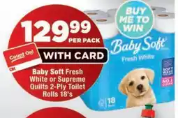 OK MiniMark Baby Soft Fresh White or Supreme Quilts 2-Ply Toilet Rolls offer