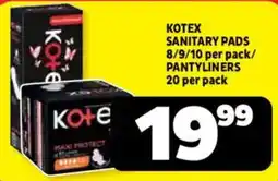 Usave Kotex Sanitary Pads / Pantyliners offer