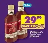 Shoprite Wellington's - tomato sauce offer