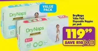 Disposable nappies per pack