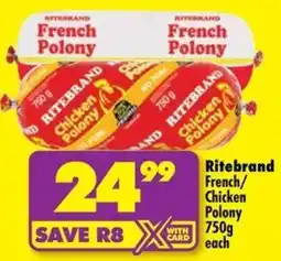 Shoprite Ritebrand French/Chicken Polony offer