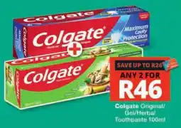 Checkers Colgate Original/Gel/Herbal Toothpaste offer