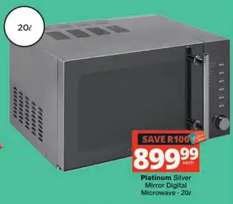 Platinum Silver Mirror Digital Microwave