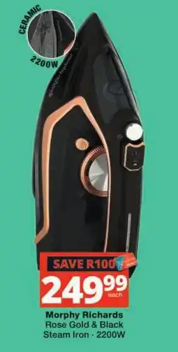 Checkers Morphy Richards Rose Gold & Black Steam Iron offer