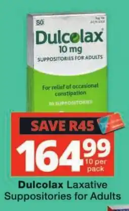Checkers Dulcolax Laxative Suppositories for Adults offer