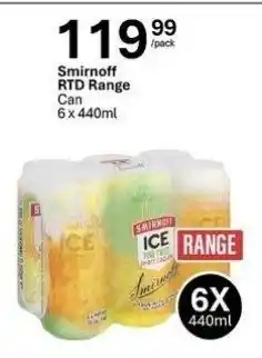 Smirnoff RTD Range Can