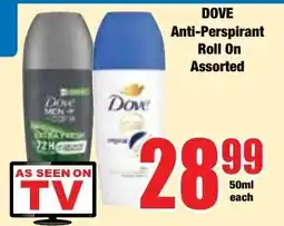 Boxer Superstores DOVE Anti-Perspirant Roll On Assorted offer
