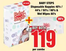 Boxer Superstores Baby Steps Disposable Nappies & Wet Wipes offer