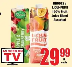 Boxer Superstores RHODES / LIQUI-FRUIT 100% Fruit Juice Blend Assorted offer