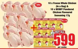 Boxer Superstores Frozen Whole Chicken & BENNY Powdered Chicken Flavoured Seasoning offer