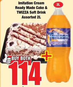 Boxer Superstores Imitation Cream Ready Made Cake & TWIZZA Soft Drink Assorted offer