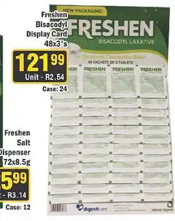 J&E Cash and Carry Freshen Bisacodyl Display Card offer