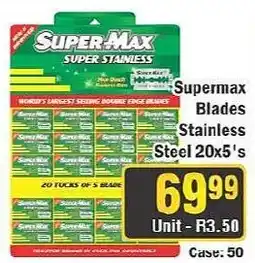 J&E Cash and Carry Supermax Stainless Steel Blades offer