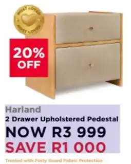 Dial a Bed Harland 2 Drawer Upholstered Pedestal offer
