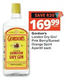 Checkers Liquor Shop Gordon's London Dry Gin offer
