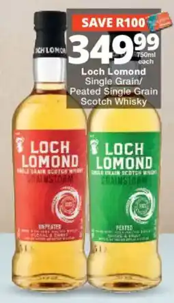Checkers Liquor Shop Loch Lomond Single Grain/Peated Single Grain Scotch Whisky offer