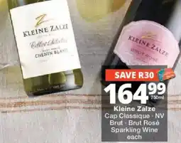 Checkers Liquor Shop Kleine Zalze Cap Classique - NV Brut - Brut Rosé Sparkling Wine offer