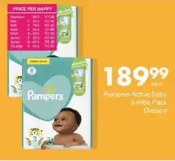 Save Pampers Active Baby Jumbo Pack Diapers offer