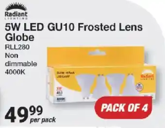 Radiant Lighting 5W LED GU10 Frosted Lens Globe