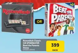 Makro Rummikub Classic OR SPINMASTER Beat the Parents Game offer