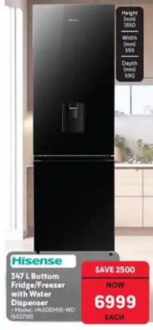 Hisense 347 L Bottom Fridge/Freezer with Water Dispenser