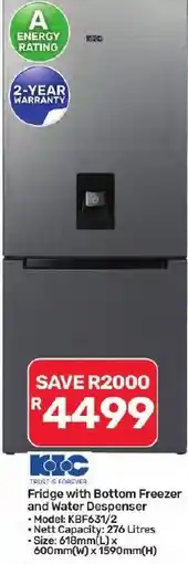 Pick n Pay Hypermarket Fridge with Bottom Freezer and Water Dispenser offer
