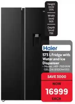 Makro Haier 573 L Fridge with Water and Ice Dispenser offer