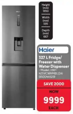 Makro Haier 327 L Fridge/Freezer with Water Dispenser offer