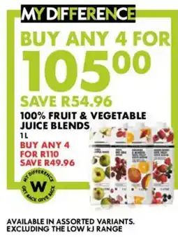 Woolworths MY DIFFERENCE 100% FRUIT & VEGETABLE JUICE BLENDS offer
